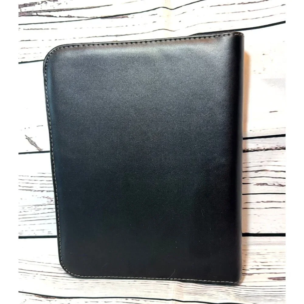 Day-Timer Black Faux Leather Zippered Planner Binder With 7-Ring Organizer